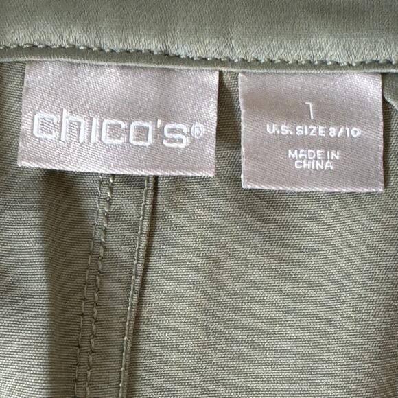 Chicos Utility Long Sleeve Green Satin Jacket Size 8/10 Chico Size 1 - Picture 13 of 13
